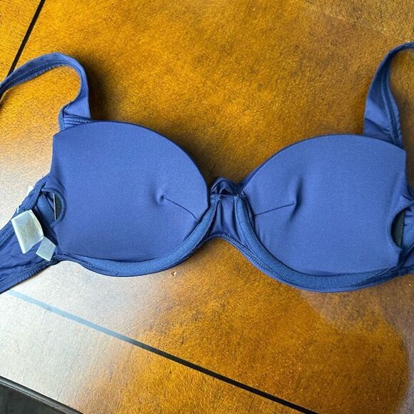 Anne Cole NWT size 34C/36B navy blue retro underwire swim bikini top - Picture 3 of 10